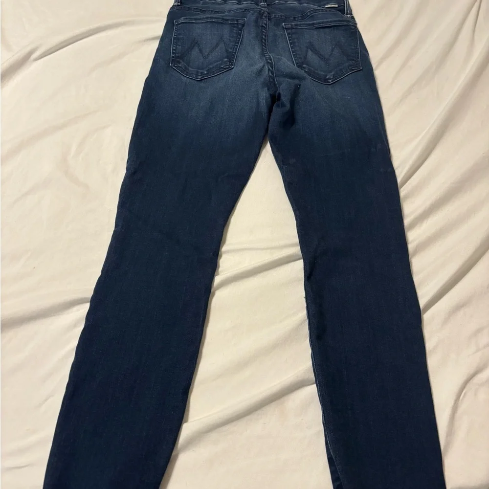 Mother, high waisted, looker ankle fray, Dark Blue Women's Jeans size 27 - Picture 8 of 11